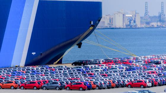 Cars ready for export at Yokohama
