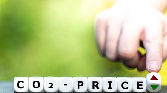 CO2 price and up/down arrows on dice