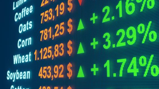 Commodity prices on a trading screen